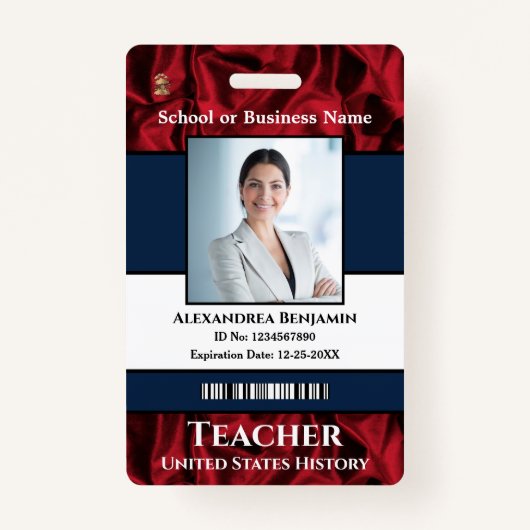 Werknemer Fotonaambalk Code Aangepast Badge (Voorkant)