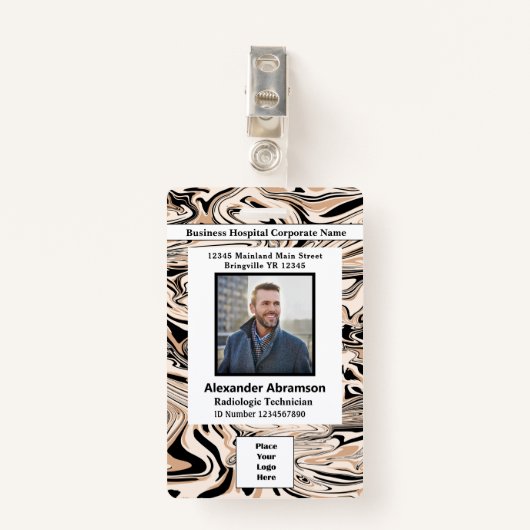 Werknemer Fotonaambalk Code Aangepaste badge (Voorkant met clip)