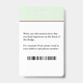 Werknemer Fotosterstreepjescode-ID Badge (Achterkant)