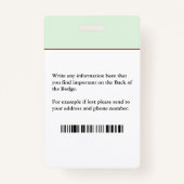 Werknemer Fotosterstreepjescode-ID Badge (Achterkant)