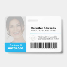 Werknemer grote foto ID en barcode blauw