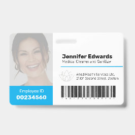 Werknemer grote foto ID en barcode blauw Badge