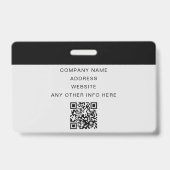 Werknemer ID Aangepaste QR-code met uw Logo-bedrij Badge (Achterkant)