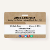 Werknemer ID Beige en Wit Horizontaal Badge (Achterkant)