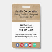 Werknemer ID Beige en Witte Verticaal Badge (Achterkant)