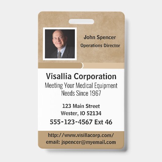 Werknemer ID Beige en Witte Verticaal Badge (Voorkant)