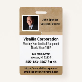 Werknemer ID Beige en Witte Verticaal Badge