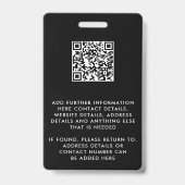 Werknemer ID Foto Logo QR Code Badge (Back)