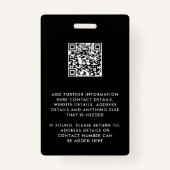 Werknemer ID Foto Logo QR Code Badge (Achterkant)