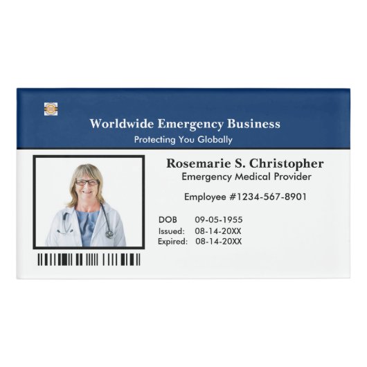 Werknemer ID Identificatiekaart Code Foto Naambadge (Voorkant)