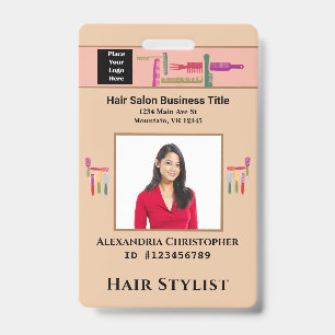 Werknemer ID Kaart Haar Stylist Foto Aangepast Badge