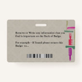 Werknemer ID Kaart Haar Stylist Foto Aangepast Badge (Achterkant)
