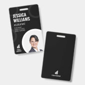 Werknemer ID Kaart Modern Black Personeel Badge (Voor- en achterkant)