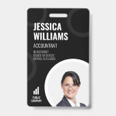 Werknemer ID Kaart Modern Black Personeel Badge (Voorkant)