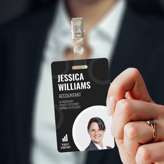 Werknemer ID Kaart Modern Black Personeel Badge