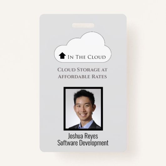 Werknemer ID Licht grijs & zwart Verticaal Badge (Voorkant)