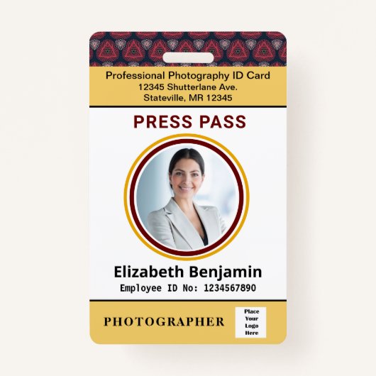 Werknemer ID Naam Aangepaste foto Logo Streepjesco Badge (Voorkant)