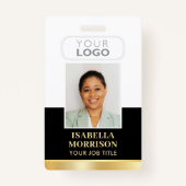 Werknemer ID Naam Bedrijf Logo Black Gold Business Badge (Voorkant)