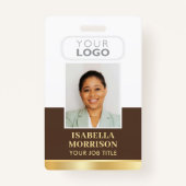 Werknemer ID Naam Bedrijf Logo Brown Gold Business Badge (Voorkant)