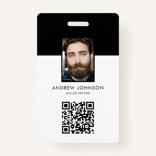 Werknemer ID QR Code Logo Foto Badge (Voorkant)