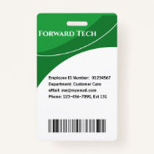 Werknemer - identiteitskaart Modern Groene Zwirls Badge (Achterkant)