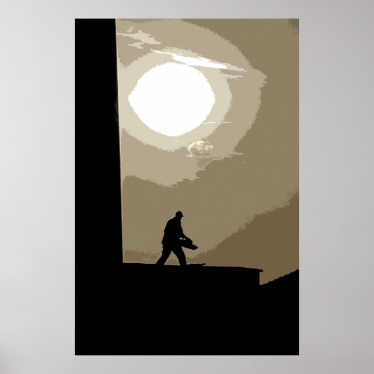 Werknemer in de vroege ochtend poster (Voorkant)