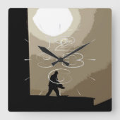 Werknemer in de vroege ochtend vierkante klok (Voorkant)