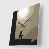 Werknemer in de vroege ochtend vierkante klok (Hoek)