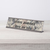 werknemer, kantoor, medewerker, titel, functie bureau naambordje (Voorkant)