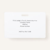 Werknemer Krijtbord Look ID Badge met Barcode (Achterkant)