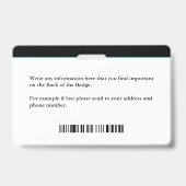 Werknemer Logo baakencodenummer voor foto-Dentist Badge (Achterkant)