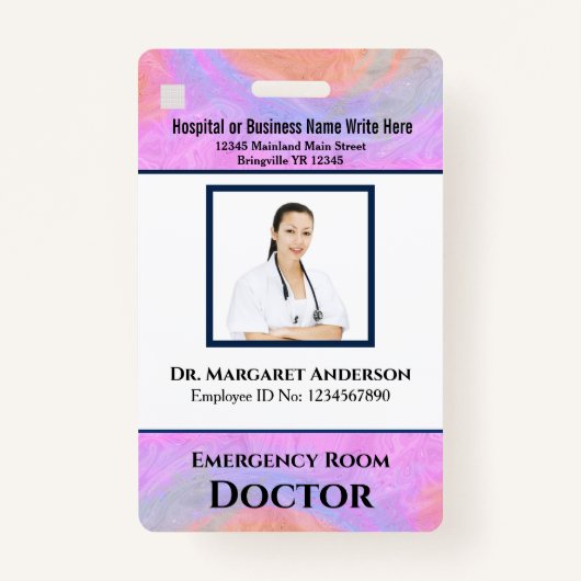 Werknemer Logo Bar Code Fotonaam Aangepast Badge (Voorkant)