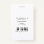 Werknemer Logo Foto ID Bar Code Naam Badge (Achterkant)