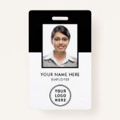 Werknemer Logo-streepjescode zwarte foto-ID Badge (Voorkant)