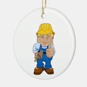 Werknemer met hard Pet Keramisch Ornament (Links)