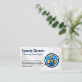Werknemer met mop | schoonmaakmiddelen visitekaartje (Staand voorkant)