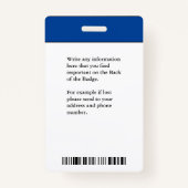 Werknemer Naam foto QR Code Bar Code ID Aangepast Badge (Achterkant)