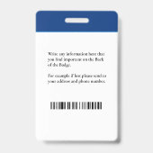 Werknemer Naam Fotobalie Code ID Card Badge (Achterkant)