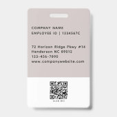 Werknemer Pasfoto Bedrijfslogo QR-code Wit Zwart Badge (Achterkant)