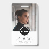 Werknemer Pasfoto Bedrijfslogo QR-code Wit Zwart Badge (Voorzijde)