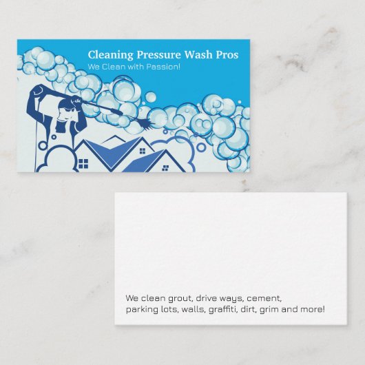 Werknemer Power Washing Home | Zeepbellen Visitekaartje (Voorkant / Achterkant)