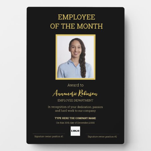 Werknemer van de logo-fotoplaat van de maand fotoplaat (voorkant)