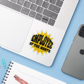 Werknemer van de Maand Gold Starburst Sticker (Laptop met iPhone)