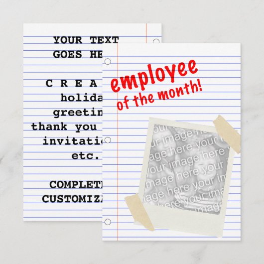 werknemer van de maand kaart (Voorkant / Achterkant)