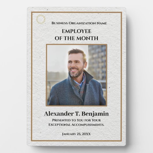Werknemer van de maandelijkse Foto Logo Gold Custo Fotoplaat (voorkant)