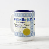 Werknemer van de Mok van het jaarcertificaat (Voorkant links)