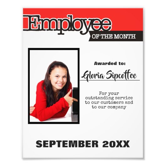 Werknemer van het certificaat van maandelijkse fot foto afdruk (Voorkant)