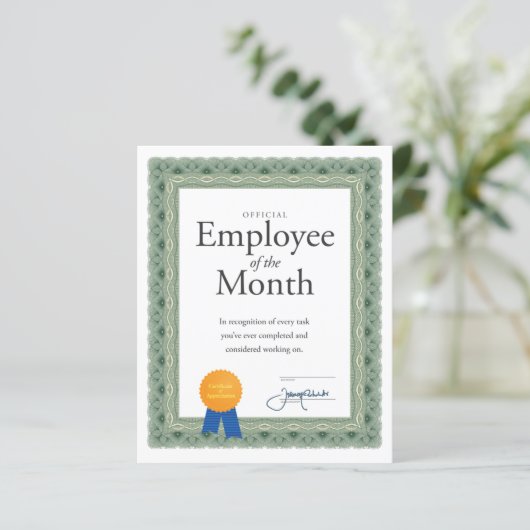 Werknemer van het Maand Certificaat (Staand voorkant)