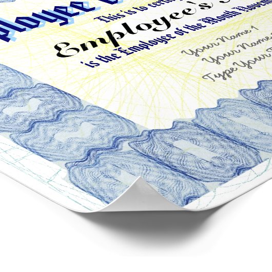 Werknemer van het Maand- Certificaat Druk Poster (Hoek)