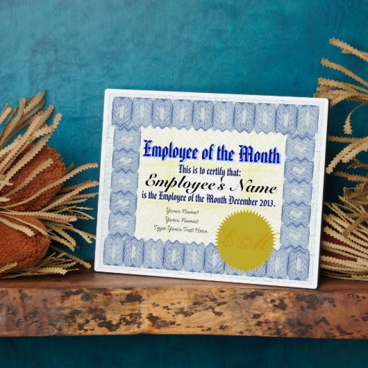 Werknemer van het Maand Certificaat Fotoplaat (Zijkant)